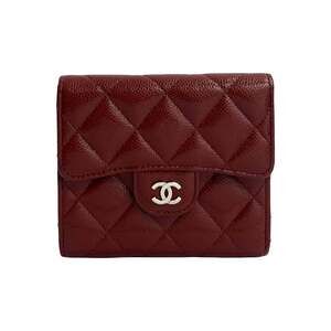 CHANEL Red Caviar Leather Wallet
